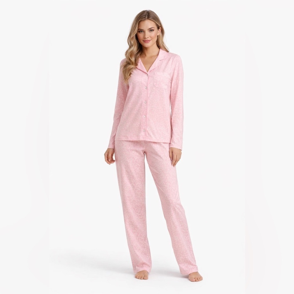 NWOT Pink K  Women's Fleece Pajama Super Cozy Sleepwear 2-Pc Set  Pink S…